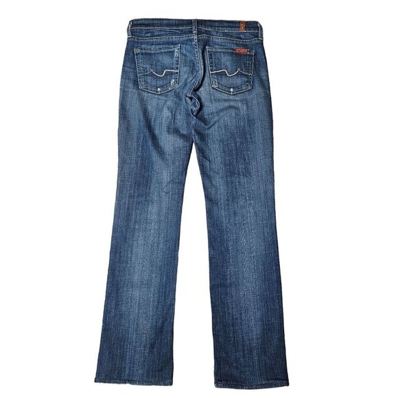 For All 7 Mankind Straight Leg Stretch Jeans Denim Distressed Mid-Washed Blue 26 - Picture 1 of 12